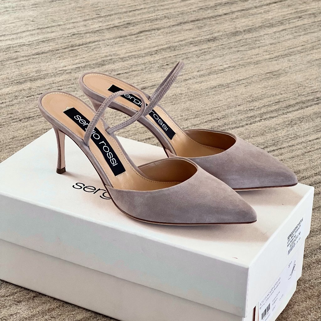 Sergio Rossi Godiva Slingback Pumps Cipria Size 375 Brand New
